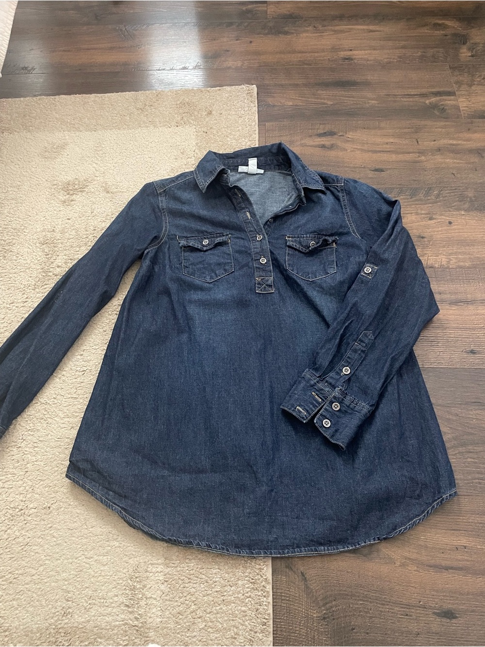 Liz Lange Dark Blue Denim Button-Down Shirt